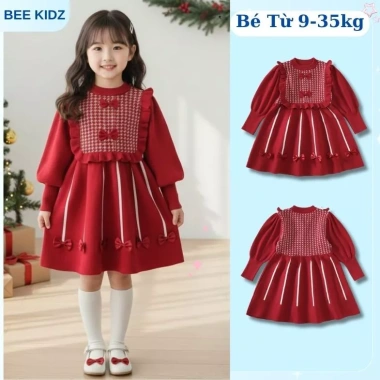 Váy Bé Gái Tiểu Thư Đỏ Mềm Mại - BST Váy Tết 2.024, Giá Ưu Đãi 189.000₫ 7