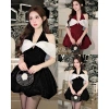 Váy đầm nhung kim tuyền cách điệu nơ vai xinh xắn - Giá chỉ 289.000đ, chất liệu mềm mại, thiết kế sang trọng