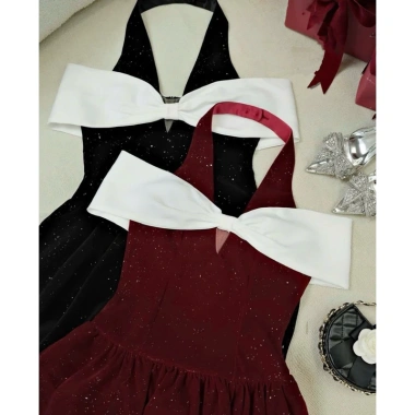 Váy đầm nhung kim tuyền cách điệu nơ vai xinh xắn - Giá chỉ 289.000đ, chất liệu mềm mại, thiết kế sang trọng 6