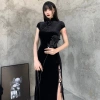 Váy sườn xám dài bodycon cho phụ nữ plus size tay ngắn, cổ Trung Quốc 8