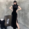 Váy sườn xám dài bodycon cho phụ nữ plus size tay ngắn, cổ Trung Quốc 10