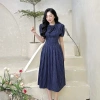 Váy thiết kế U&M nơ cổ lệch xếp li dài thanh lịch, bigsize, phù hợp tiệc Giáng Sinh, Tết - 332.800 7