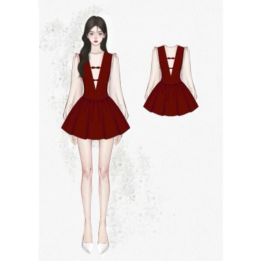 Váy tiểu thư tay bồng xoè nhung tuyết nơ ngực + quần bảo hộ Dilyshop V129 - 166.100₫ 5