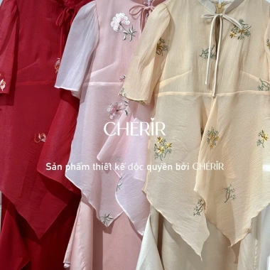 Váy Tơ Thêu Hoa phối lụa dáng suông thanh lịch - Giá chỉ 720.000đ, giảm tới 21% 9