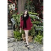 Váy trượt hàn đỏ cổ nhung ghim đá, thiết kế Noel & Tết, Nhi Chic, giảm còn 399k 2