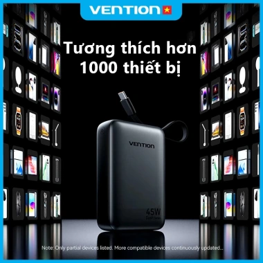 Vention 20.000mAh PD 45W - Sạc nhanh Type-C iPhone 16 Pro Max & Samsung S24 Ultra, bảo hành, chỉ 635k 4