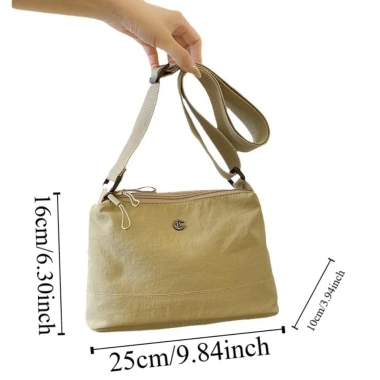 Verge LIMIT Túi Đeo Vai Nylon Kaki Dung Lượng Lớn, Dây Rộng Điều Chỉnh, Phong Cách Nhật Bản Nữ 2