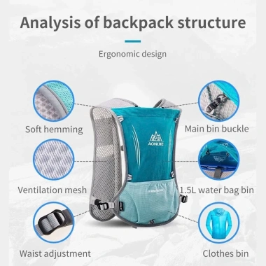 Vest Nước Chạy Bộ Aonijie E913S 5L - Balo Nhẹ Thoáng Khí, Trail, Đạp Xe, Leo Núi 299k