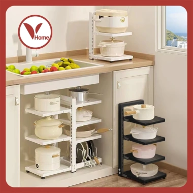 Vhome Kệ đa năng gầm bếp nhiều tầng - Điều chỉnh độ cao, thép cacbon cao cấp, tiết kiệm không gian Vhome Kệ đa năng gầm bếp nhiều tầng - Điều chỉnh độ cao, thép cacbon cao cấp, tiết kiệm không gian