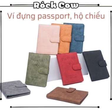 Ví da đựng hộ chiếu visa RFID chống trộm, nhiều ngăn, khóa nam châm PP5 - Rockcow 175k