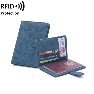Ví da đựng hộ chiếu visa RFID chống trộm, nhiều ngăn, khóa nam châm PP5 - Rockcow 175k