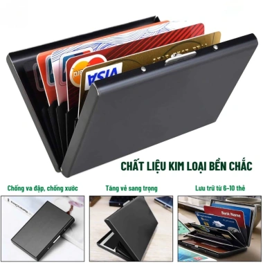 Ví đựng thẻ tín dụng chống trộm thép không gỉ đa ngăn, bảo vệ RFID - 24.799₫