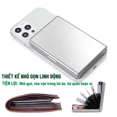 Ví đựng thẻ tín dụng chống trộm thép không gỉ đa ngăn, bảo vệ RFID - 24.799₫