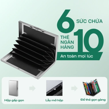 Ví đựng thẻ tín dụng chống trộm thép không gỉ đa ngăn, bảo vệ RFID - 24.799₫