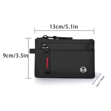 Ví nam MAOMEI RFID chống trộm, hộp thẻ tín dụng, dây kéo, móc Carabiner, ví tiền xu Nylon dùng hàng ngày 3