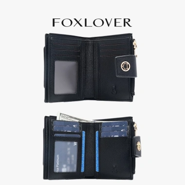 Ví nữ FOXLOVER 15 ngăn đựng thẻ thiết kế gấp đôi Đen-Xanh dương - Chỉ 337.000₫ 4