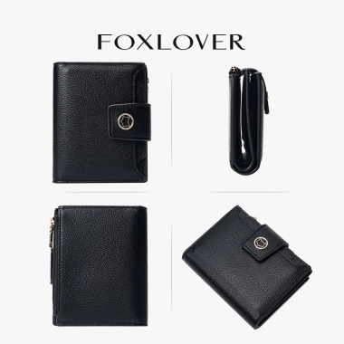 Ví nữ FOXLOVER 15 ngăn đựng thẻ thiết kế gấp đôi Đen-Xanh dương - Chỉ 337.000₫ 7