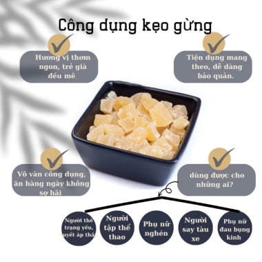 Viên gừng dẻo ngon - Kẹo gừng cho tập thể thao, ốm nghén, say tàu, món ăn vặt, giảm còn 69.000 VND 3 Viên gừng dẻo ngon - Kẹo gừng cho tập thể thao, ốm nghén, say tàu, món ăn vặt, giảm còn 69.000 VND 3