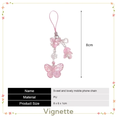 Vignette Dây chuyền điện thoại COD đính hạt bướm hồng nữ tính Giá chỉ 16.499 VND