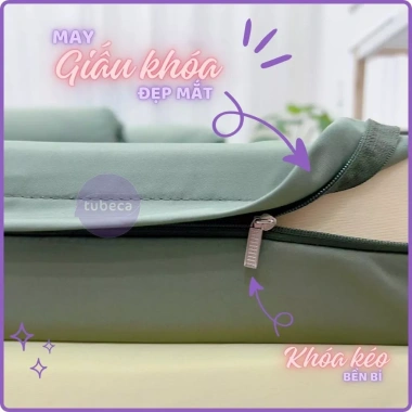 Vỏ Áo Bọc Nệm Topper Thun Lạnh Ý 2 Mặt Kéo Khóa - Kích Thước 1m-1m8, 10cm - TUBECA 05 2