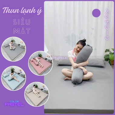 Vỏ Áo Bọc Nệm Topper Thun Lạnh Ý 2 Mặt Kéo Khóa - Kích Thước 1m-1m8, 10cm - TUBECA 05 4