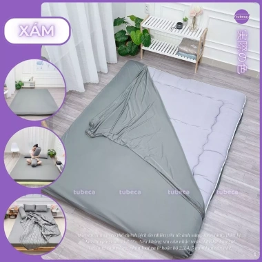 Vỏ Áo Bọc Nệm Topper Thun Lạnh Ý 2 Mặt Kéo Khóa - Kích Thước 1m-1m8, 10cm - TUBECA 05 10