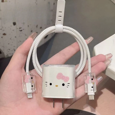 Vỏ bảo vệ sạc Apple Hello Kitty hồng + Cáp dữ liệu 20W chống đứt cho iPhone 13‑16 - Giá ưu đãi 20.064đ