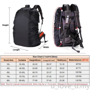 Vỏ bọc ba lô chống nước, chống bụi 35-80L - Siêu bền, giảm giá 20% chỉ 81.864 7 Vỏ bọc ba lô chống nước, chống bụi 35-80L - Siêu bền, giảm giá 20% chỉ 81.864 7