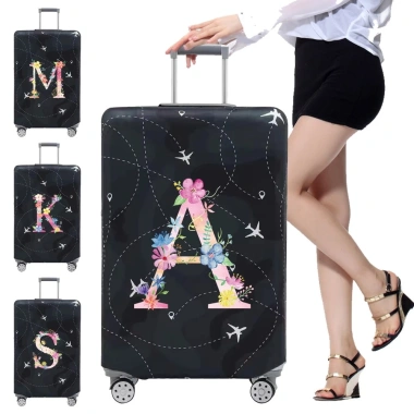 Vỏ bọc hành lý vải co giãn màu hồng, bảo vệ vali 18‑32 inch, chống bụi, siêu bền