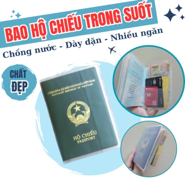 Vỏ Bọc Hộ Chiếu Trong Suốt PVC Chống Nước - Bảo Vệ Passport, Giá Giảm 25,000 VNĐ