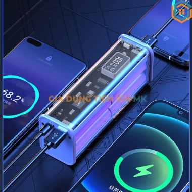 Vỏ Box Sạc Dự Phòng Trong Suốt 8 Cell 18.650: Sạc Nhanh 22.5W Không Lò Xo Giá 140k 6