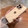 Vỏ điện thoại gợn sóng nước kim loại 3D Camellia Brown Down cho iPhone 17/16/15 Pro Max - mềm, xinh cho bé gái