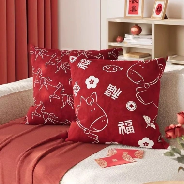 Vỏ gối hoa năm mới cotton - Trang trí CNY, họa tiết ngựa sofa - Giá 43.439đ