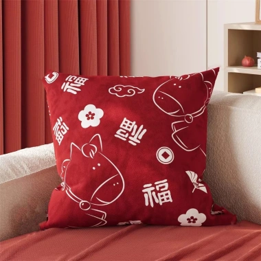 Vỏ gối hoa năm mới cotton - Trang trí CNY, họa tiết ngựa sofa - Giá 43.439đ