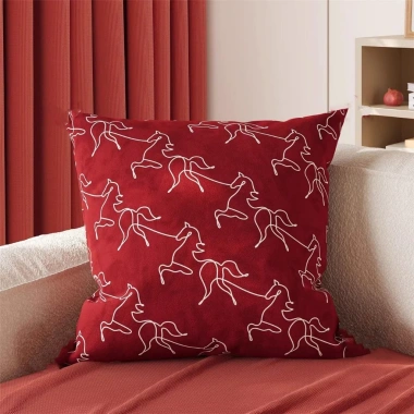 Vỏ gối hoa năm mới cotton - Trang trí CNY, họa tiết ngựa sofa - Giá 43.439đ