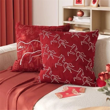 Vỏ gối hoa năm mới cotton - Trang trí CNY, họa tiết ngựa sofa - Giá 43.439đ