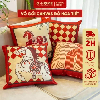 Vỏ gối Tết Bính Ngọ Ghome tone đỏ – May mắn tài lộc, giảm giá 95.000đ VGTET26M3