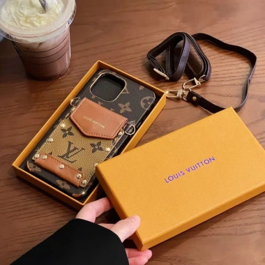 Vỏ iPhone da cổ điển, ví thẻ đeo chéo, chống rơi cho iPhone 17/16/15/14/13/12/11/XR/XS
