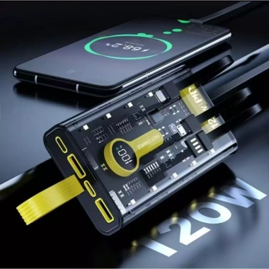 Vỏ sạc dự phòng 50.000mAh/30.000mAh 120W – 4 dây sạc, LED, tương thích mọi máy