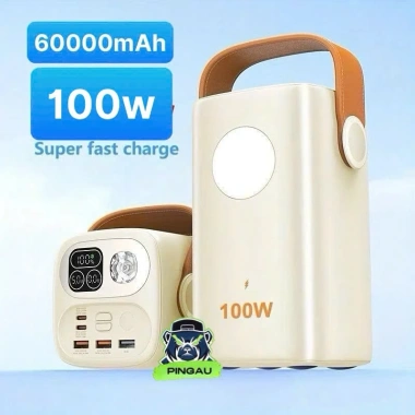 VỎ sạc dự phòng 60.000mAh 100W có đèn LED - Sạc laptop MacBook camera điện thoại 454,410₫ 2