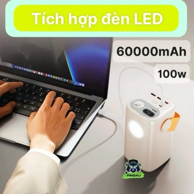 VỎ sạc dự phòng 60.000mAh 100W có đèn LED - Sạc laptop MacBook camera điện thoại 454,410₫ 4