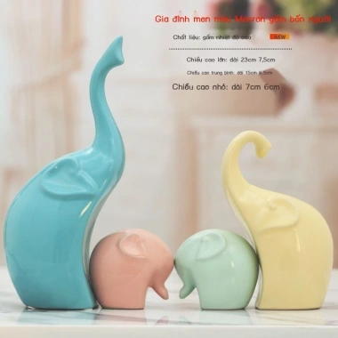 Voi Yêu Voi Gia Đình - Gốm sứ thủ công Bắc Âu, trang trí phòng khách, giá 196.890 VND
