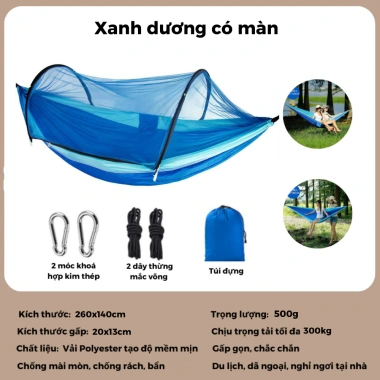 Võng cắm trại dã ngoại gấp gọn chống muỗi phượt kèm móc dây túi đựng 199.000 VND 4
