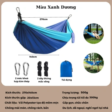 Võng cắm trại dã ngoại gấp gọn chống muỗi phượt kèm móc dây túi đựng 199.000 VND 6