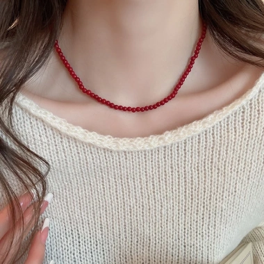 Vòng cổ Ankola nữ đính cườm thủy tinh đỏ, thiết kế thời trang đơn giản, chuỗi xương đòn, trang sức cao cấp 6 Vòng cổ Ankola nữ đính cườm thủy tinh đỏ, thiết kế thời trang đơn giản, chuỗi xương đòn, trang sức cao cấp 6