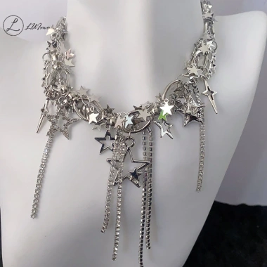 Vòng cổ choker LUImo phong cách Punk dây xích ngôi sao cho nữ, giá 100k (giá gốc 120k)