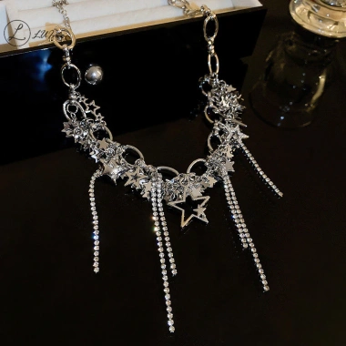 Vòng cổ choker LUImo phong cách Punk dây xích ngôi sao cho nữ, giá 100k (giá gốc 120k)