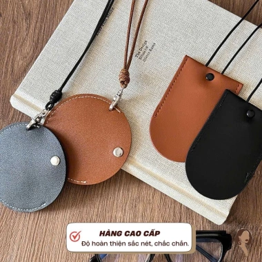 Vòng cổ da đa chức năng kẹp kính mắt Her – Dây đeo cổ túi mini đựng xu thời trang