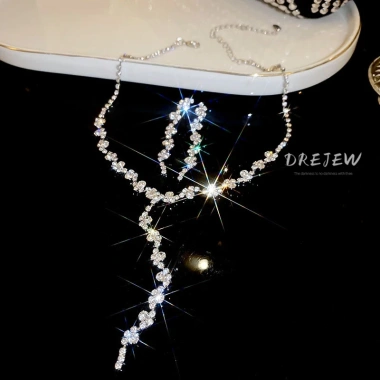 Vòng Cổ DREJEW Kim Cương Sóng Tròn Xương Đòn Dây Chuyền Đi Lại Nữ Giá 65.100₫