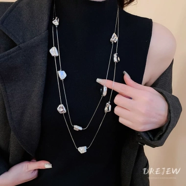 Vòng cổ hình học không đều nữ - Thiết kế đa năng, dây chuyền áo len giá 79.980₫